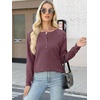 image:imageANRABESS Womens Waffle Knit Henley Top Long Sleeve ShirtsMauve