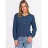 image:imageANRABESS Womens Waffle Knit Henley Top Long Sleeve ShirtsNavy Blue