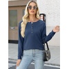 image:imageANRABESS Womens Waffle Knit Henley Top Long Sleeve ShirtsNavy Blue