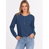 image:imageANRABESS Womens Waffle Knit Henley Top Long Sleeve ShirtsNavy Blue