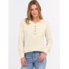 image:imageANRABESS Womens Waffle Knit Henley Top Long Sleeve ShirtsParchment
