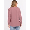 image:imageANRABESS Womens Waffle Knit Henley Top Long Sleeve ShirtsPink