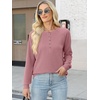 image:imageANRABESS Womens Waffle Knit Henley Top Long Sleeve ShirtsPink