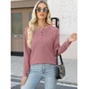 image:imageANRABESS Womens Waffle Knit Henley Top Long Sleeve ShirtsPink