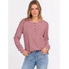 image:imageANRABESS Womens Waffle Knit Henley Top Long Sleeve ShirtsPink