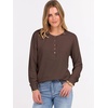 image:imageANRABESS Womens Waffle Knit Henley Top Long Sleeve ShirtsRed Brown