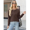 image:imageANRABESS Womens Waffle Knit Henley Top Long Sleeve ShirtsRed Brown
