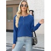 image:imageANRABESS Womens Waffle Knit Henley Top Long Sleeve ShirtsRoyal Blue