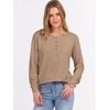 image:imageANRABESS Womens Waffle Knit Henley Top Long Sleeve ShirtsTan