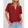 image:imageANRABESS Womens Waffle Knit Henley Top Short Sleeve ShirtsBright Red