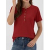 image:imageANRABESS Womens Waffle Knit Henley Top Short Sleeve ShirtsBright Red