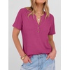 image:imageANRABESS Womens Waffle Knit Henley Top Short Sleeve ShirtsHot Pink