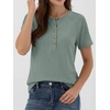 image:imageANRABESS Womens Waffle Knit Henley Top Short Sleeve ShirtsLight Green