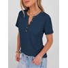 image:imageANRABESS Womens Waffle Knit Henley Top Short Sleeve ShirtsNavy Blue