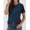 image:imageANRABESS Womens Waffle Knit Henley Top Short Sleeve ShirtsNavy Blue