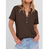 image:imageANRABESS Womens Waffle Knit Henley Top Short Sleeve ShirtsRed Brown