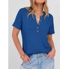 image:imageANRABESS Womens Waffle Knit Henley Top Short Sleeve ShirtsRoyal Blue