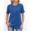 image:imageANRABESS Womens Waffle Knit Henley Top Short Sleeve ShirtsRoyal Blue