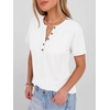 image:imageANRABESS Womens Waffle Knit Henley Top Short Sleeve ShirtsWhite