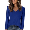image:imageANRABESS Long Sleeve Shirts for Women Wrinkle Free V Neck Fall TopRoyal Blue