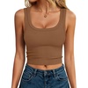 image:imageANRABESS Womens Cropped Tank Tops Scoop Neck Top Ribbed CamiBrown