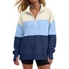 image:imageANRABESS Womens Quarter Zip Pullover Oversized SweatshirtsApricot Sky Navy Blue