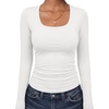 image:imageANRABESS Womens Square Neck Long Sleeve Shirts Double Lined Fall TopsOffwhite