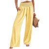 image:imageANRABESS Womens Striped Gingham Wide Leg Palazzo Pants with PocketsYellow White Plaid