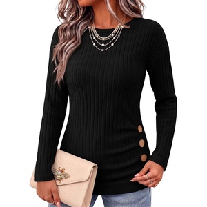 image:imageANRABESS Long Sleeve Shirts For Women Ribbed Fall Tunic TopBlack