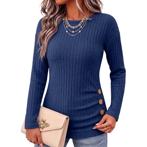image:imageANRABESS Long Sleeve Shirts For Women Ribbed Fall Tunic TopDark Blue