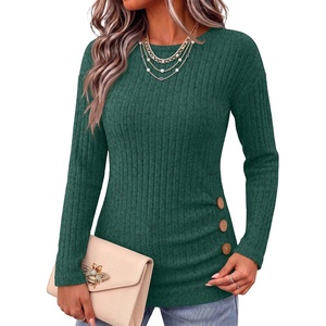image:imageANRABESS Long Sleeve Shirts For Women Ribbed Fall Tunic TopGreen
