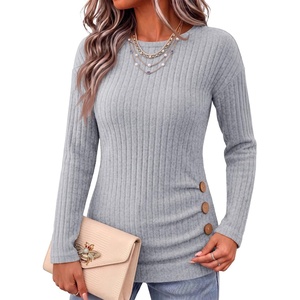 image:imageANRABESS Long Sleeve Shirts For Women Ribbed Fall Tunic TopGrey