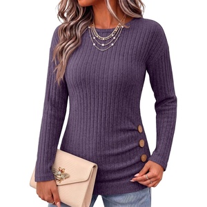 image:imageANRABESS Long Sleeve Shirts For Women Ribbed Fall Tunic TopPurple
