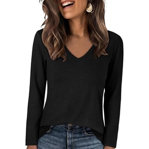 image:imageANRABESS Long Sleeve Shirts for Women Wrinkle Free V Neck Fall TopBlack