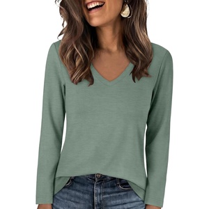 image:imageANRABESS Long Sleeve Shirts for Women Wrinkle Free V Neck Fall TopLight Green
