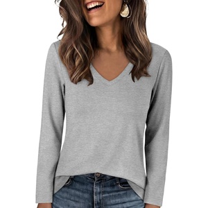 image:imageANRABESS Long Sleeve Shirts for Women Wrinkle Free V Neck Fall TopLight Grey