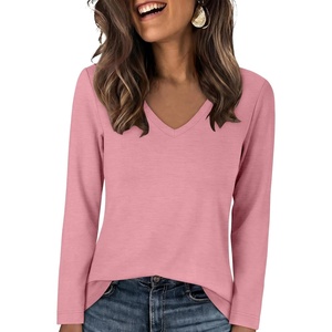 image:imageANRABESS Long Sleeve Shirts for Women Wrinkle Free V Neck Fall TopPink
