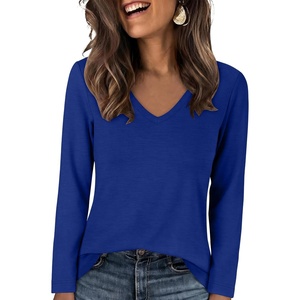 image:imageANRABESS Long Sleeve Shirts for Women Wrinkle Free V Neck Fall TopRoyal Blue