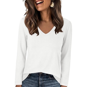 image:imageANRABESS Long Sleeve Shirts for Women Wrinkle Free V Neck Fall TopWhite