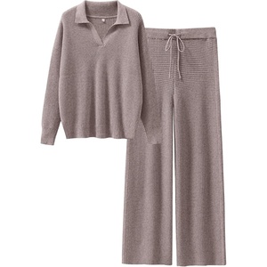 image:imageANRABESS Lounge Sets for Women 2 Piece Waffle Knit Sweater Set Fall OutfitsCamel