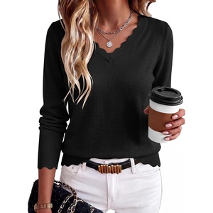 image:imageANRABESS Sweaters for Women Lightweight Loose Fit V Neck Fall OutfitsBlack