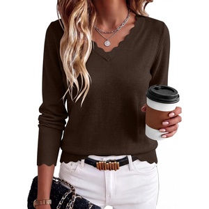 image:imageANRABESS Sweaters for Women Lightweight Loose Fit V Neck Fall OutfitsCoffee