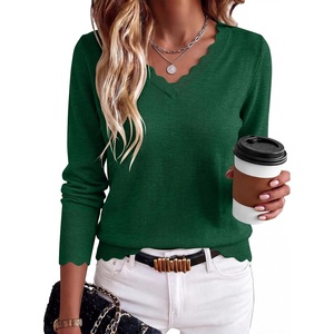 image:imageANRABESS Sweaters for Women Lightweight Loose Fit V Neck Fall OutfitsForest Green
