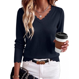 image:imageANRABESS Sweaters for Women Lightweight Loose Fit V Neck Fall OutfitsNavy Blue