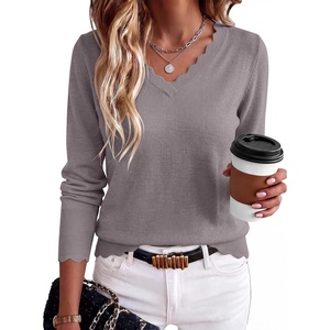 image:imageANRABESS Sweaters for Women Lightweight Loose Fit V Neck Fall OutfitsNutmeg