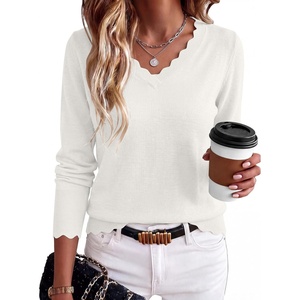 image:imageANRABESS Sweaters for Women Lightweight Loose Fit V Neck Fall OutfitsWhite