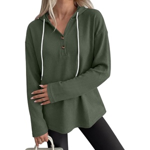 image:imageANRABESS Waffle Knit Hoodies for Women Lightweight SweatshirtArmy Green