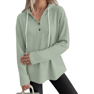 image:imageANRABESS Waffle Knit Hoodies for Women Lightweight SweatshirtGray Green
