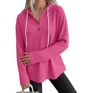 image:imageANRABESS Waffle Knit Hoodies for Women Lightweight SweatshirtHot Pink