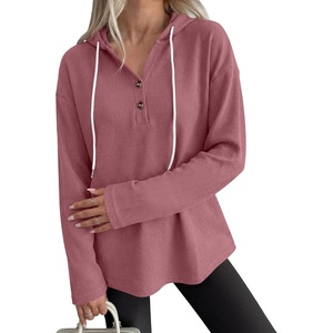 image:imageANRABESS Waffle Knit Hoodies for Women Lightweight SweatshirtMauve